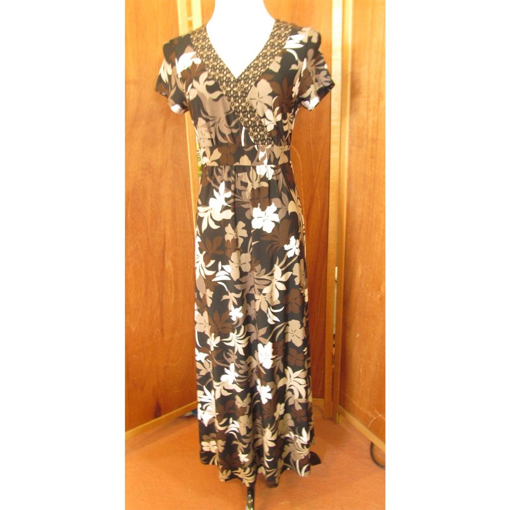 Vintage Croft & Barrow Maxi BOHO V-Neck A-Line Skirt Cocktails/Office Dress S